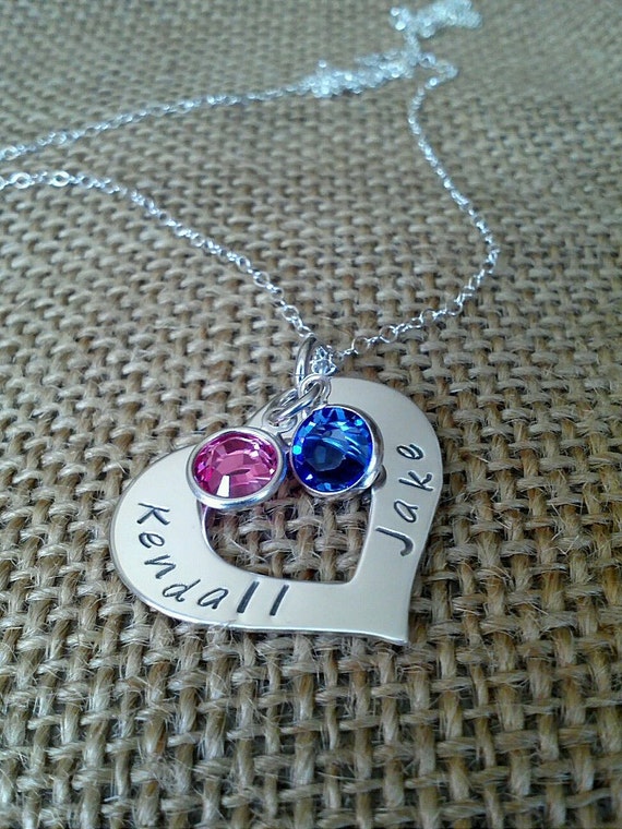 Personalized Mom Necklace, Grandma Necklace, Couples Necklace, Stamped Evermore