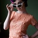 1950s Peach Cotton Wiggle Shift Dress XS