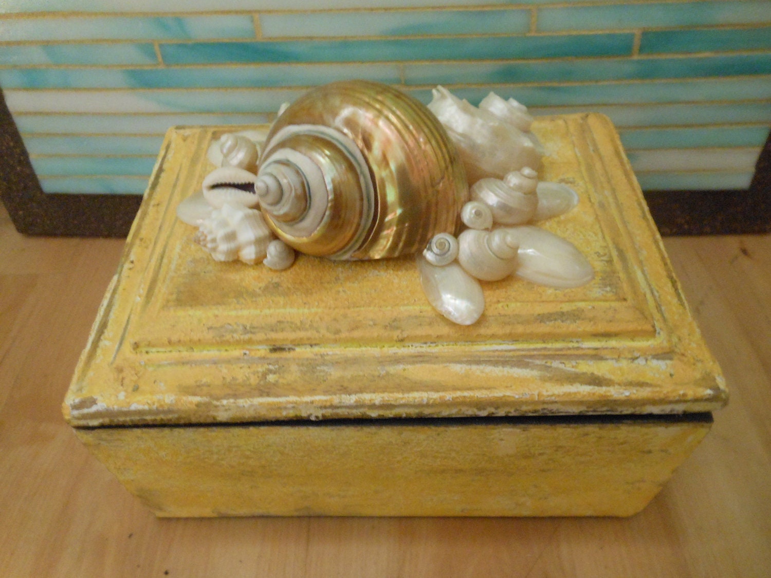Beach Decor Seashell Jewelry Box Shell Box Wooden Box