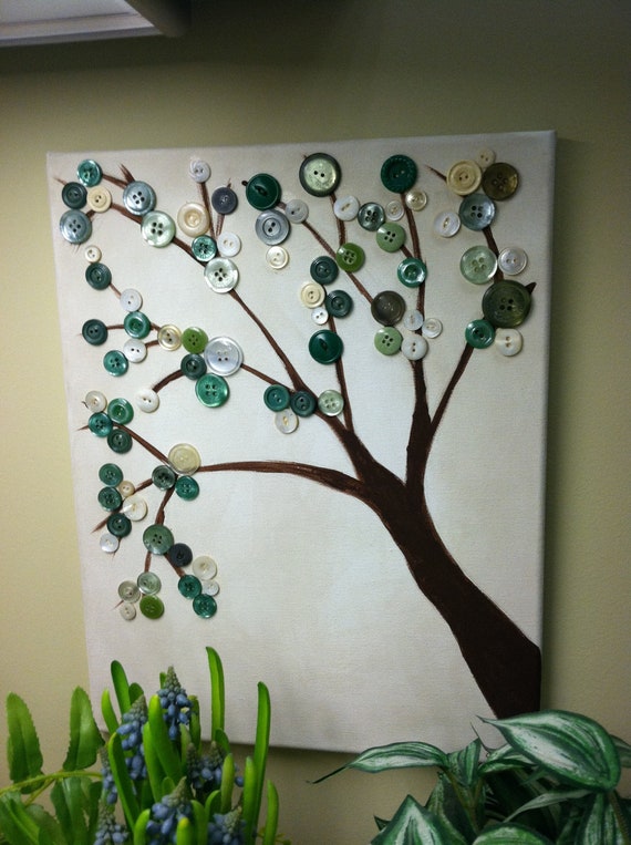 The Buttonwood Tree in Green Original Canvas Mixed Media