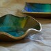 Two Seetusee by Mayfair Dishes Canadian Glass Art on Leather 1960's
