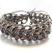 Weaved Bracelet with Blackened Silver Chain and Grey Silk Lace
