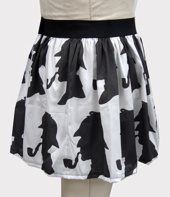 White & Black Detective Inspired Skirt