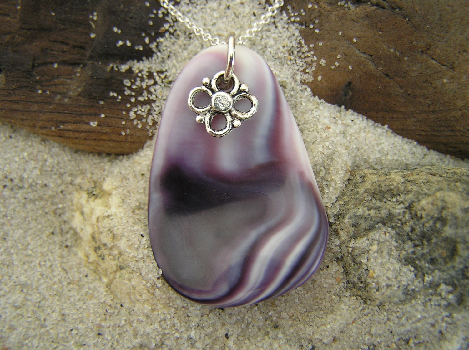 Wampum Beach jewelry Purple Cape Cod necklace