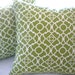 Decorative Olivey green and cream -18x18 pillow cover Indoor/outdoor beach Lattice Pillow