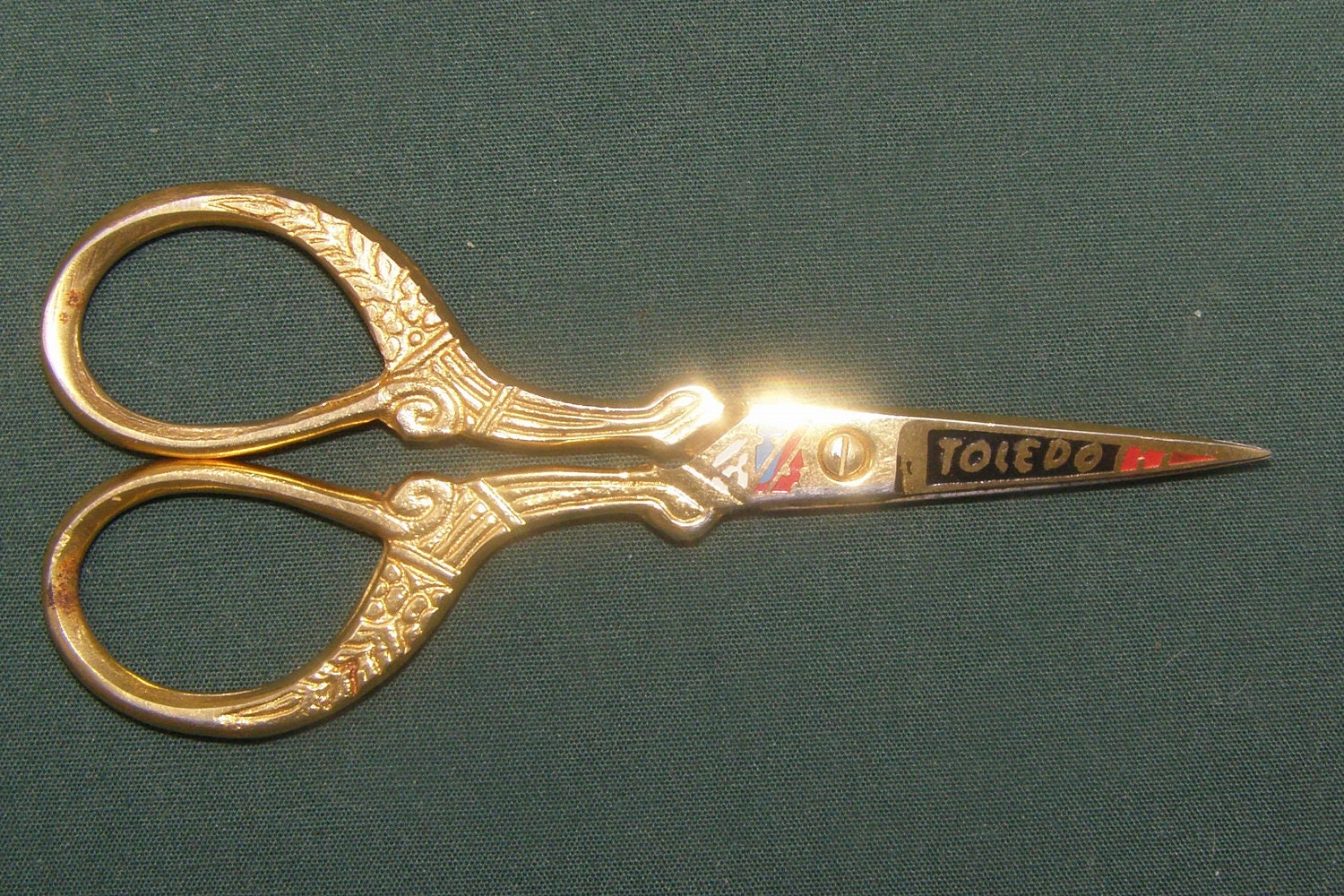 Vintage Toledo Gold Handled Embroidery Sewing Scissors