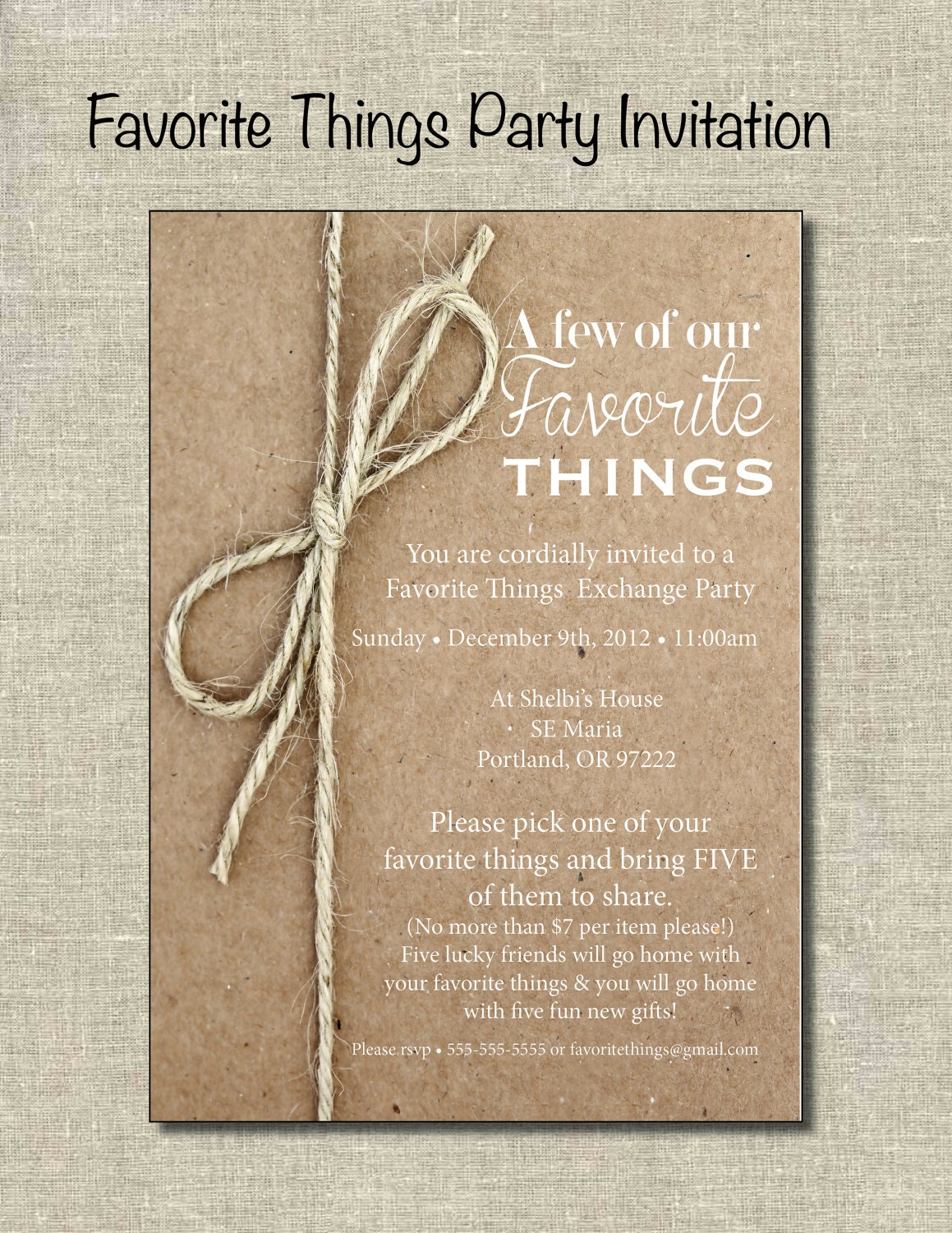 My Favorite Things Party Invitation Wording 5