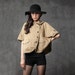 KHAKI Vintage Hooded cotton Cape(042)