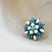 Blue Flower, Snowflake Ring - Brass and Rhinestones