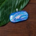 Texturized turquoise dichroic glass and periwinkle fused glass pendant