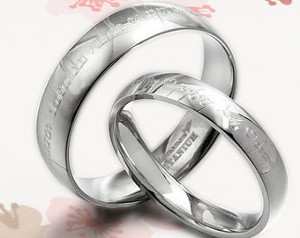 ... Ring E lvish Matching Wedding Engagement Silver Titanium Couple Rings