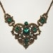 1950s Green Rhinestone Art Nouveau-Inspired Signed "Coro" Necklace