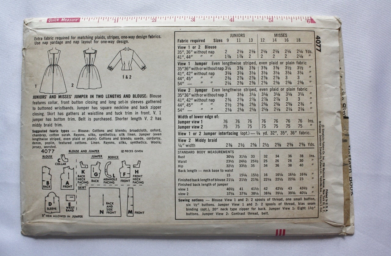 Vintage Sewing Pattern 1960s Junior and by BluetreeSewingStudio