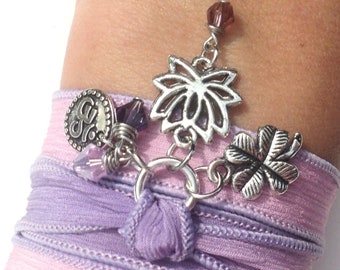 Lotus Silk Wrap Bracelet Om Jewelry Yoga Pink Purple Namaste Valentines Mothers Day Necklace Earthy Unique Gift For Her Under 50 Item Z55