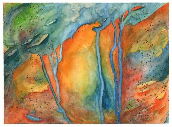 Original Contemporary Abstract Watercolor Ink Painting on