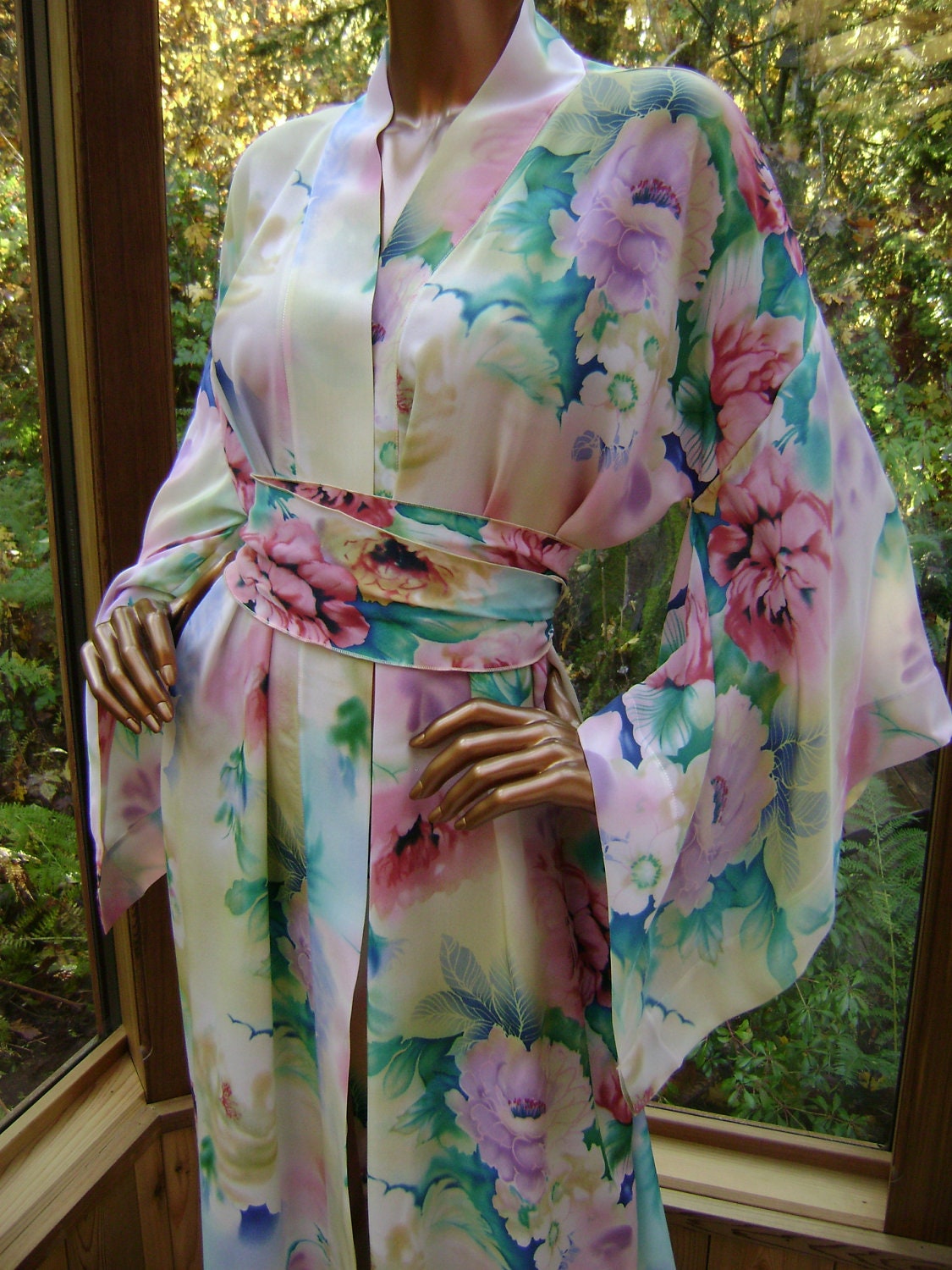Bridal Robe Silk Kimono Lingerie Kimono Robe in by janehavens1
