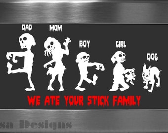 Your choice of 5 Zombie Family vinyl decals / Please READ description for ordering instructions - Car decal - Stick Family decal - Halloween