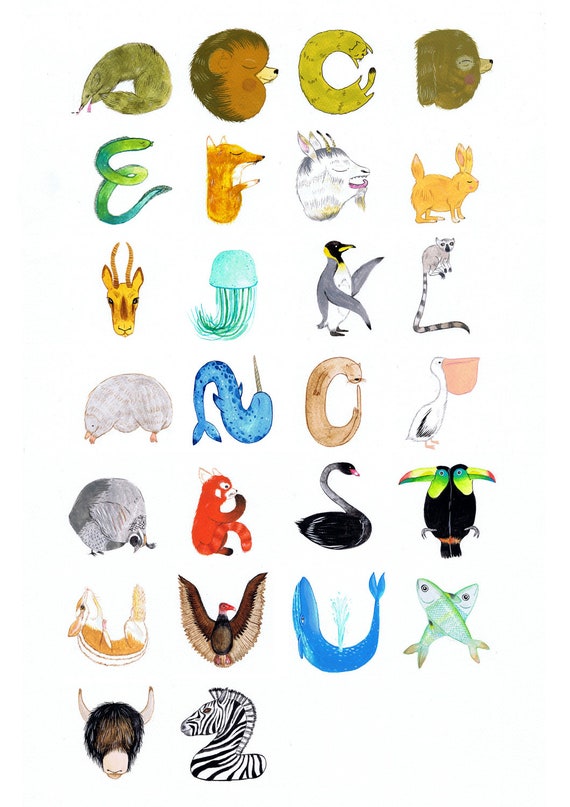 Items similar to Animal Alphabet - Print on Etsy