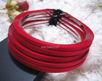 20pcs Red metal Headband with satin 5mm Wide