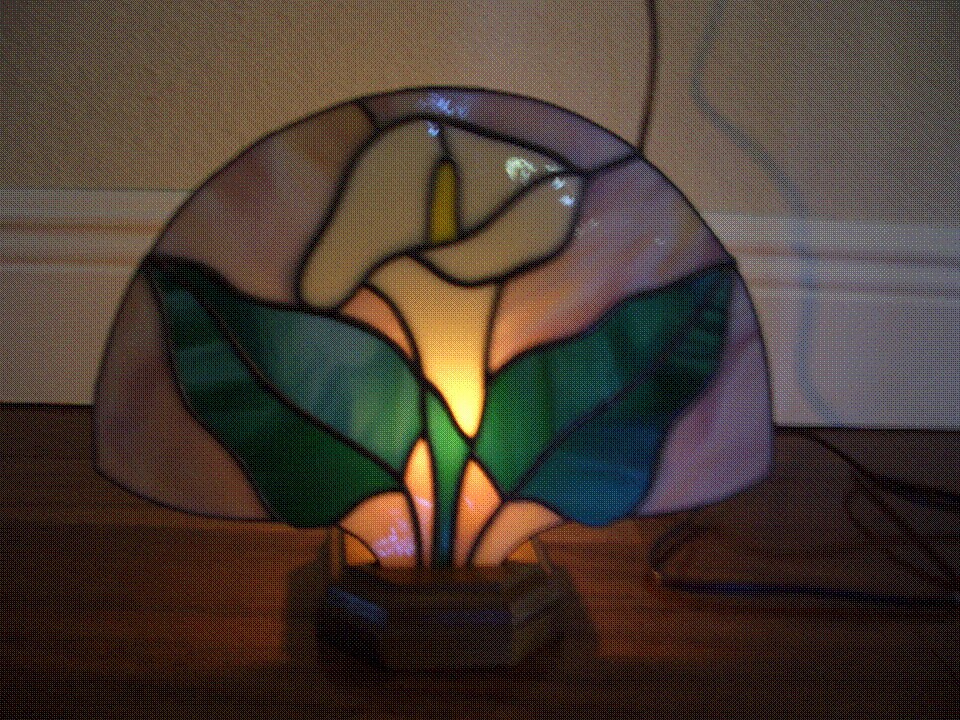 Calla Lily Stained Glass Fan Lamp / Accent Lamp / Night Light