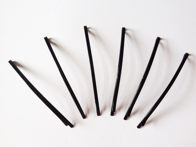 12 pcs. / 88 mm. Big size of Black curved Bobby Pins