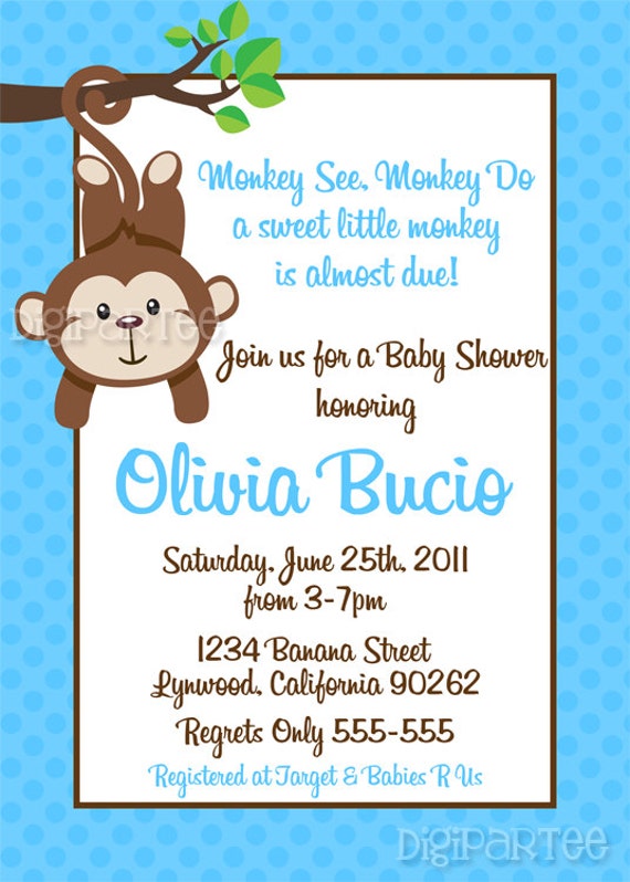 Monkey Baby Shower Invitations 3