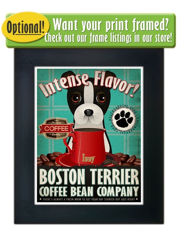 Boston Terrier Coffee Bean Company Original Art Print 11x14
