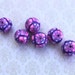 Polymer Clay round beads, elegant beads in a variety of pinks, purple and white. Millefiori unique beads pattern, Set of 6