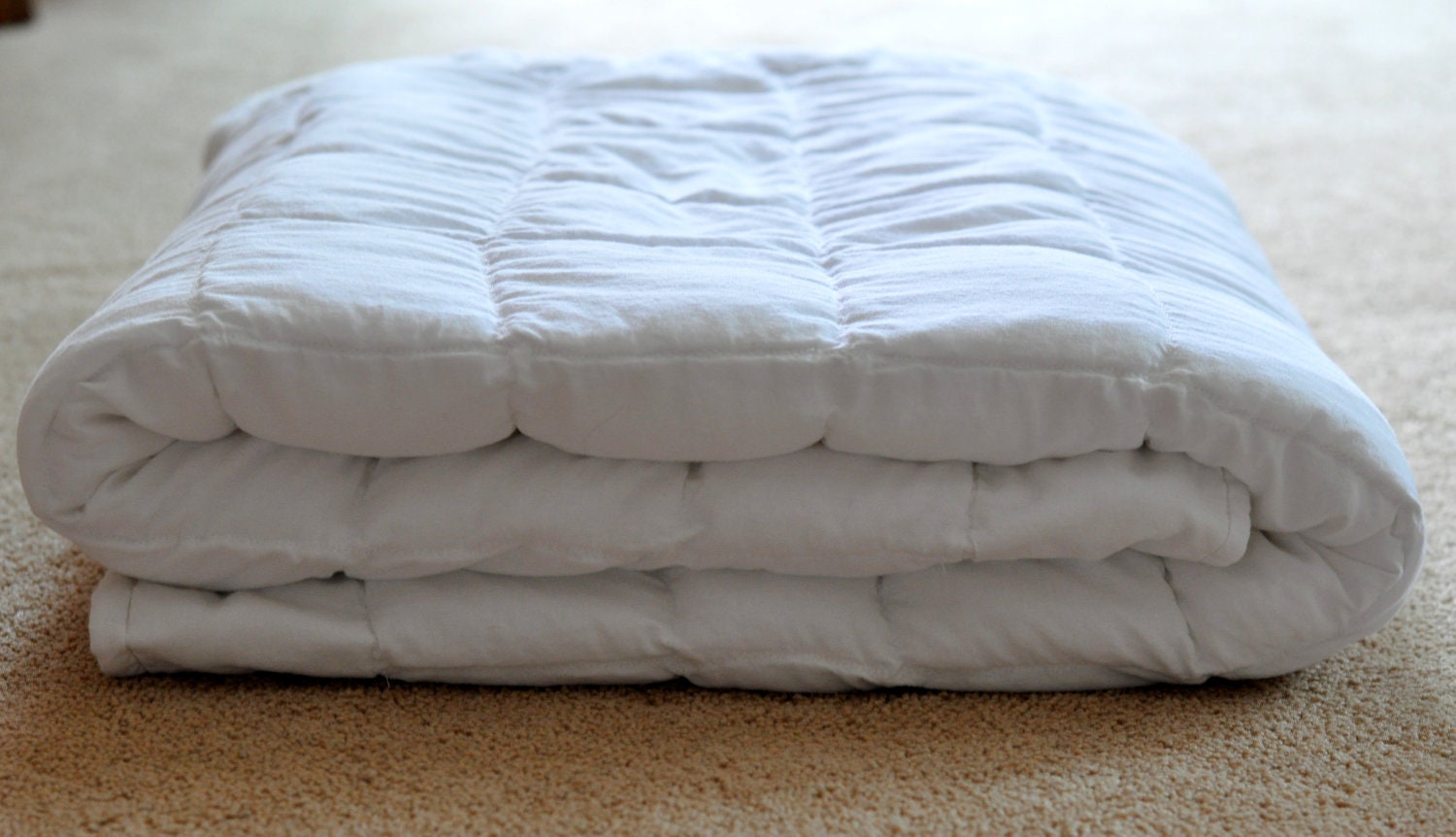 Full size white or off white custom weighted blanket