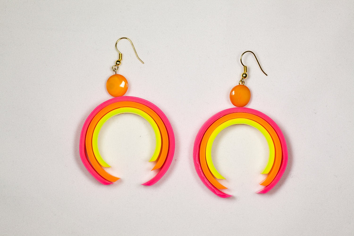 Neon earrings pink neon earring handmade neon jewelry round