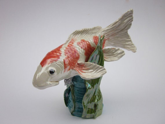 Hand Made Koi Fish Sculpture Ceramic Koi Fish Ceramic