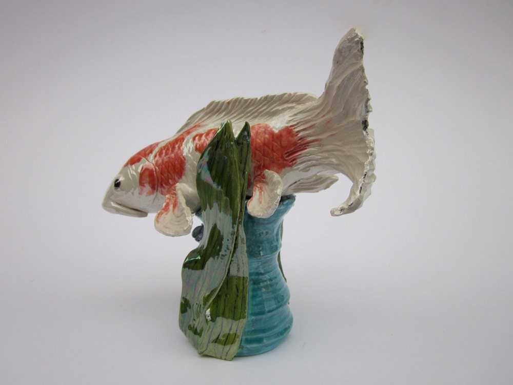 Hand Made Koi Fish Sculpture Ceramic Koi Fish Ceramic