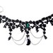 Antique Black Lace & Handmade Crystal Metalwork Chain Necklace