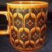 Lovely Hornsea Heirloom Retro Mug Original Geometric Design Orange Brown Black Collectable English Vintage Gift Very Good Condition