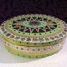 Pretty Vintage Tin - Oval with Embossed Jewel Like Motifs Pretty Pastel Colors
