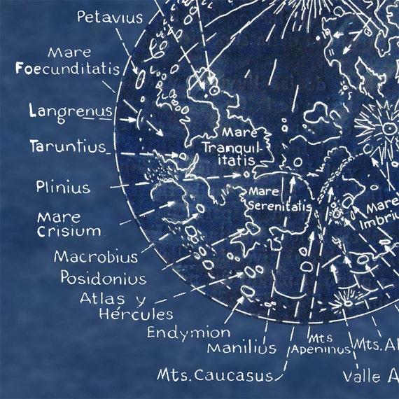 Map of the Moon Lunar Surface Astronomy by TheCuratorsPrints