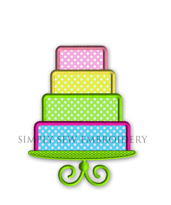 Layered Birthday Cake Machine Embroidery Design No. 41