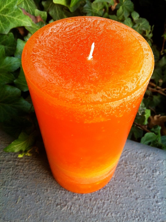 Pillar Candle 3 x 6 Orange and Yellow by ReginaContreras2 on Etsy
