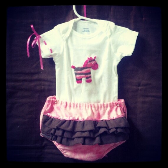 Items similar to pink zebra diaper cover and onesie on Etsy