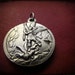 Antique french Archangel st Michael medal - silver religious pendant-devotion medal