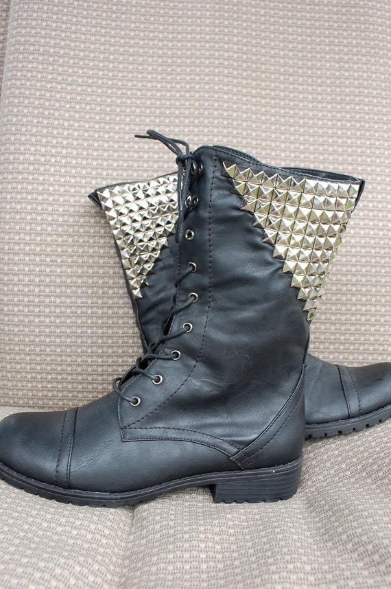 Black Studded Combat boots by custompairs on Etsy