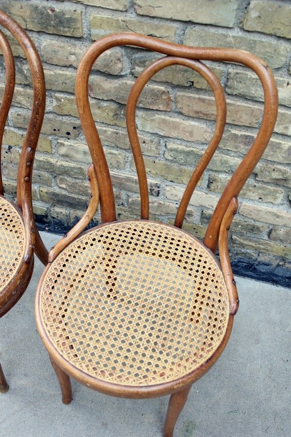 antique bentwood chairs // pair of wood cafe chairs