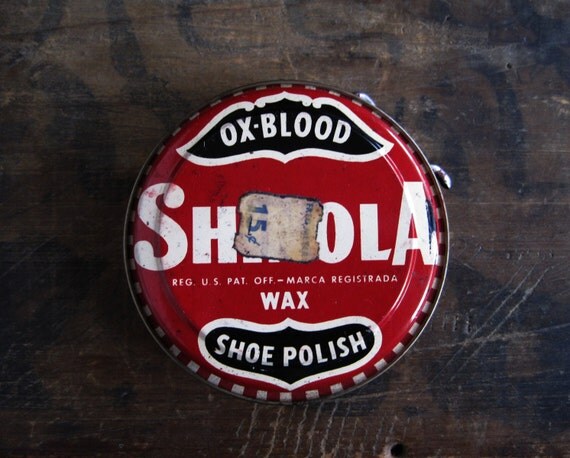 vintage oxblood Shinola wax container with by ...