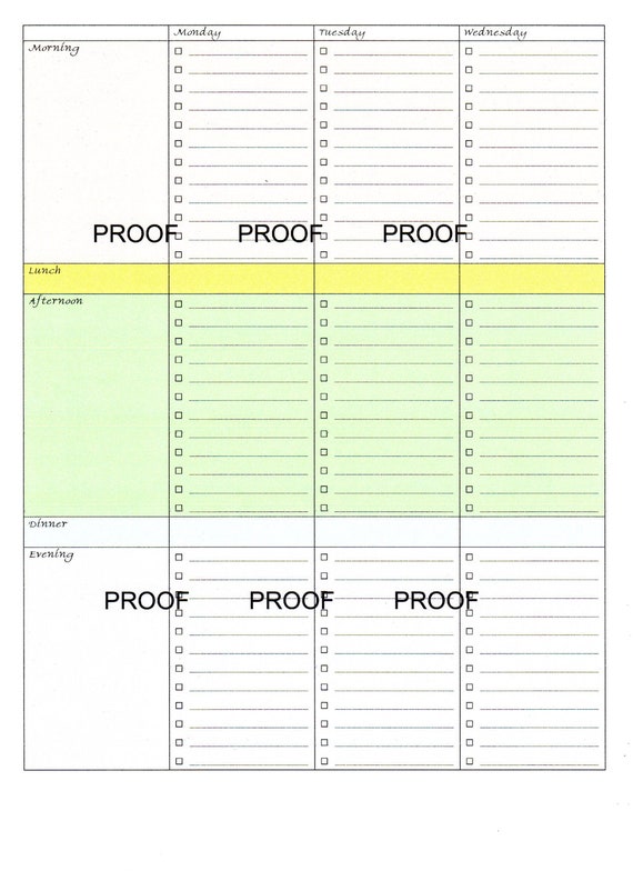 Weekly block planner