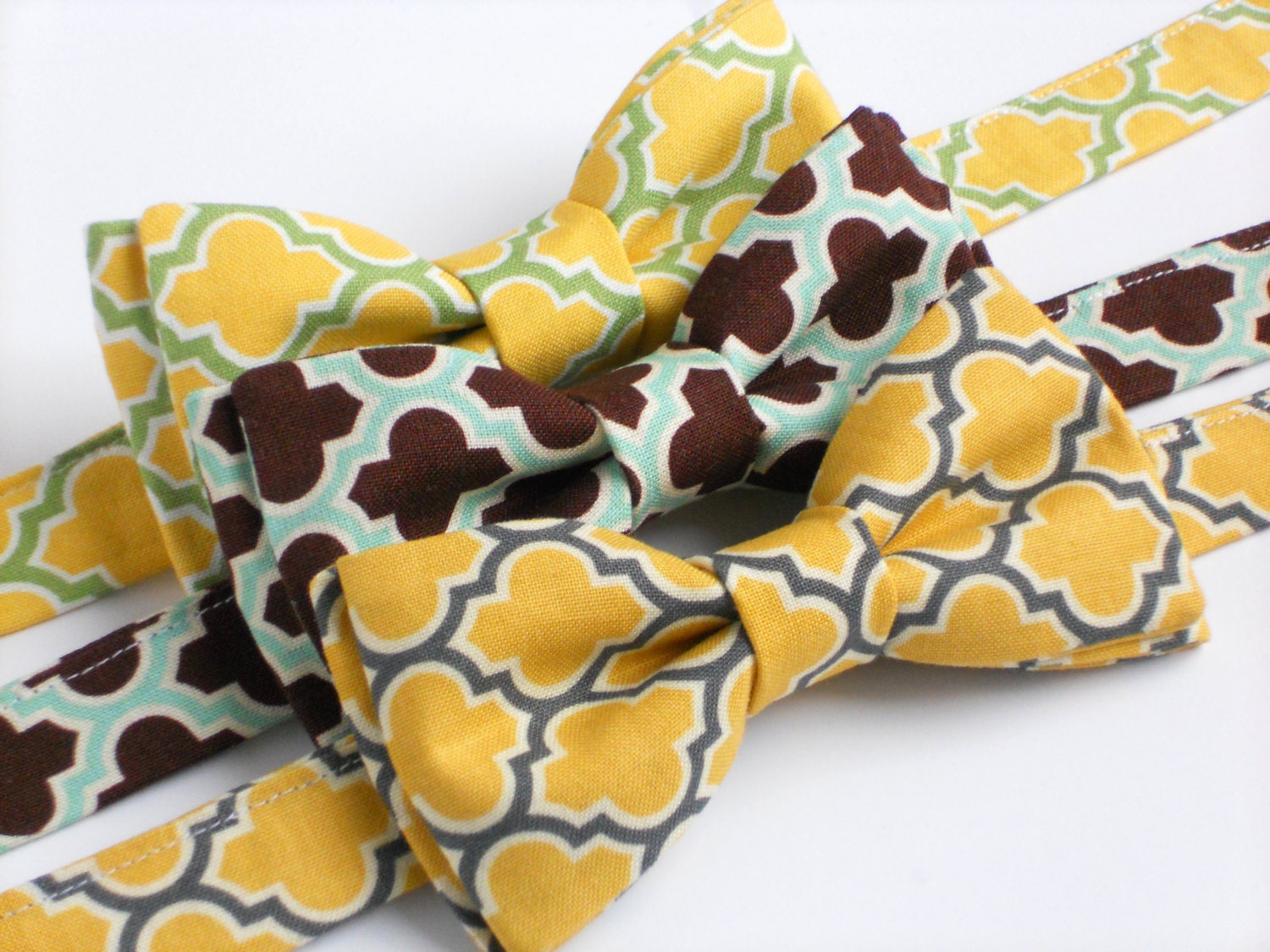 Kids bow tie in blue brown yellow green purple by LilGents on Etsy