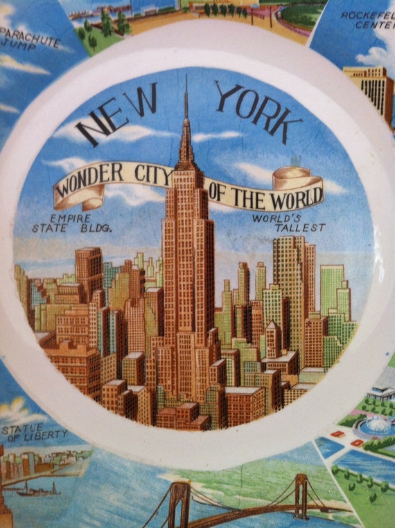 Retro vintage New York City souvenir plate Empire State