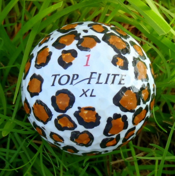 Items similar to Hand Painted Golf Ball Golfer Gift Leopard Print on Etsy
