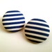 Blue and white striped sailor button earrings