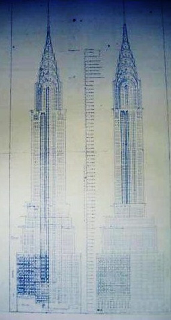 Chrysler Building In New York Blueprint by BlueprintPlace on Etsy