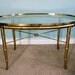 Vintage Mastercraft Brass Oval Cocktail Table, Glass Top with Faux Bamboo. Furniture Home Decor
